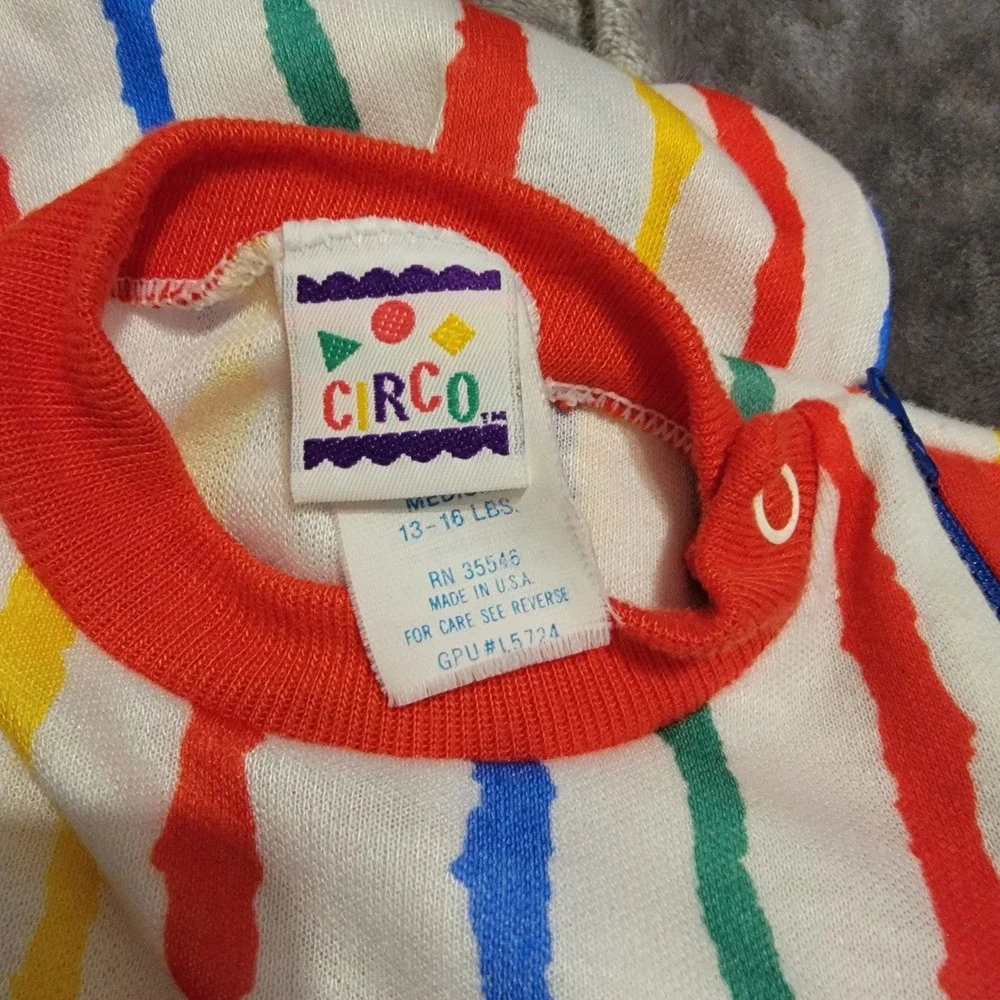 Vintage Circo Footed Sleeper Baby Medium White Colorful Excellent Striped Zip